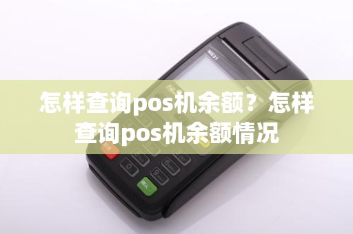 怎样查询pos机余额？怎样查询pos机余额情况